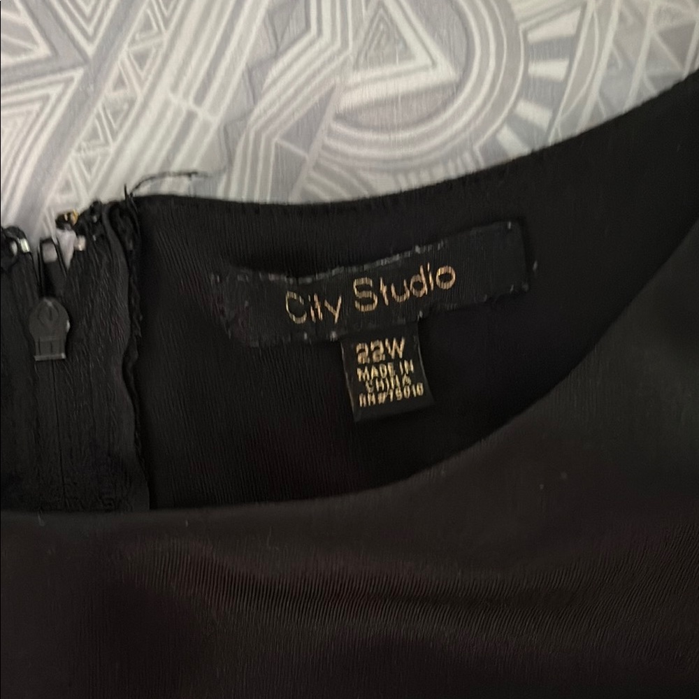 City Studio Black and White Fit and Flare Midi Dress - Picture 3 of 4